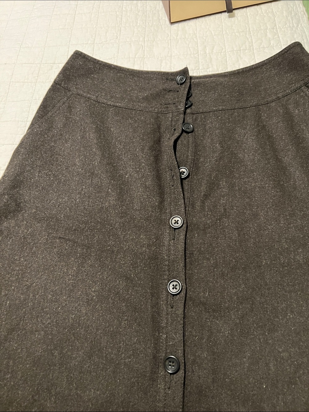 Banana Republic Button-Front A-Line Skirt in Chocolate Brown - Picture 1 of 6